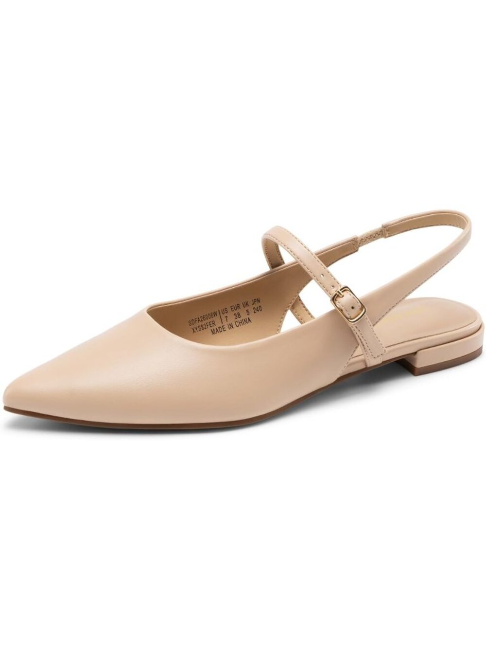 Dream Pairs Women's Nude Pointed Toe Slingback Dressy Mary Jane Ballet Flats